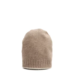 BERRETTO BICOLORE BIANCO E CAMMELLO In cashmere