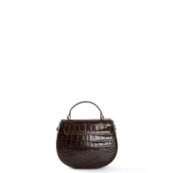 BORSA MINI CLEO MARRONE SCURO Stampa coccodrillo