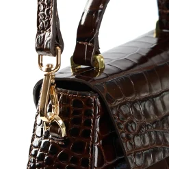 BORSA MINI CLEO MARRONE SCURO Stampa coccodrillo
