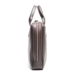 BORSA PORTA PC MARRONE SCURO In pelle martellata