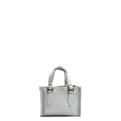BORSA SHOPPING MINI AZZURRO POLVERE In pelle martellata