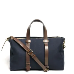 BORSONE WEEKEND BLU SCURO In tela con rifiniture in pelle