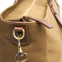 BORSONE WEEKEND MARRONE CHIARO In tela con rifiniture in pelle