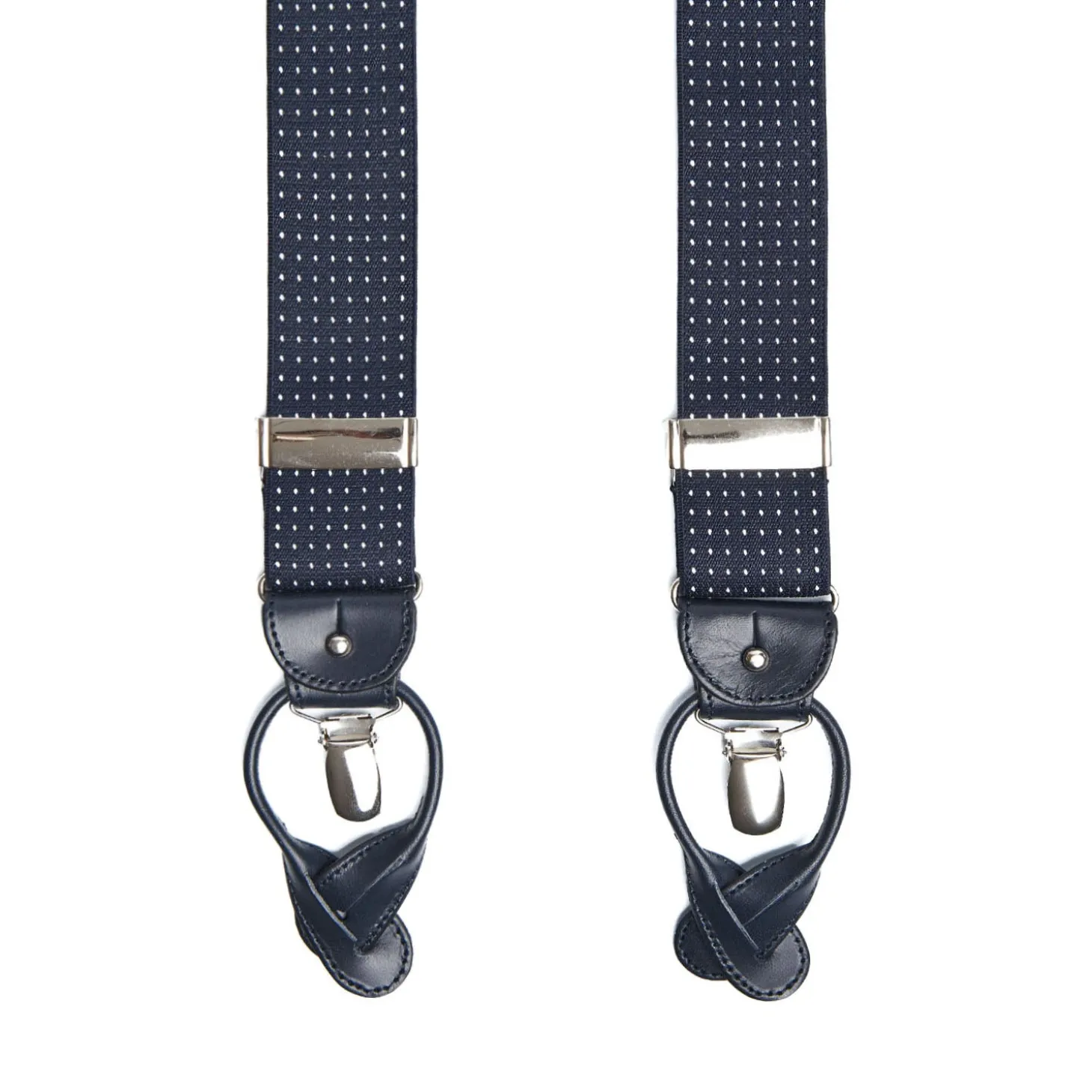 BRETELLE EM BLU Micro pois bianco