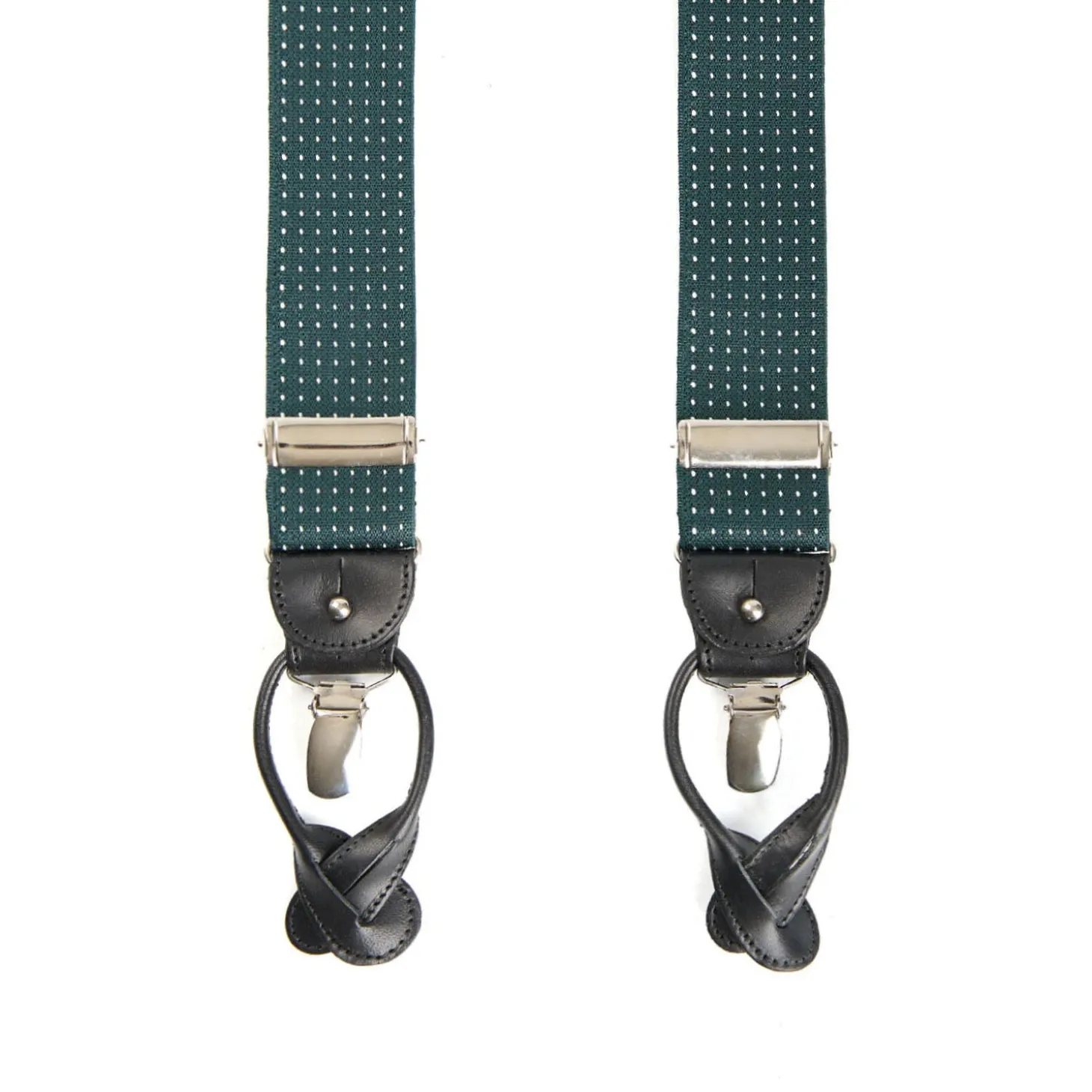 BRETELLE EM VERDE SCURO Micro pois bianco