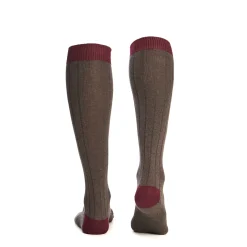 CALZE LUNGHE BICOLORE MARRONE E BORDEAUX IN COTONE Tinta unita