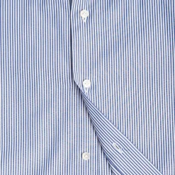 CAMICIA CLASSICA A RIGHE BIANCO E BLU SLIM In cotone popeline