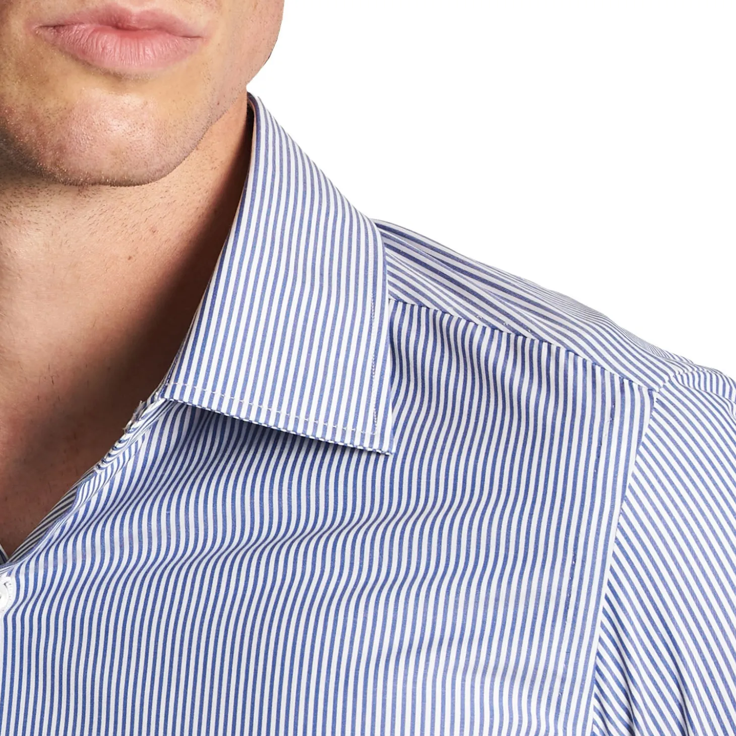 CAMICIA CLASSICA RIGHE BIANCO E BLU REGULAR In cotone popeline