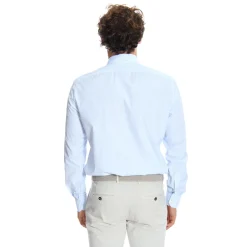 CAMICIA CLASSICA RIGHE BIANCO E AZZURRO REGULAR In cotone popeline