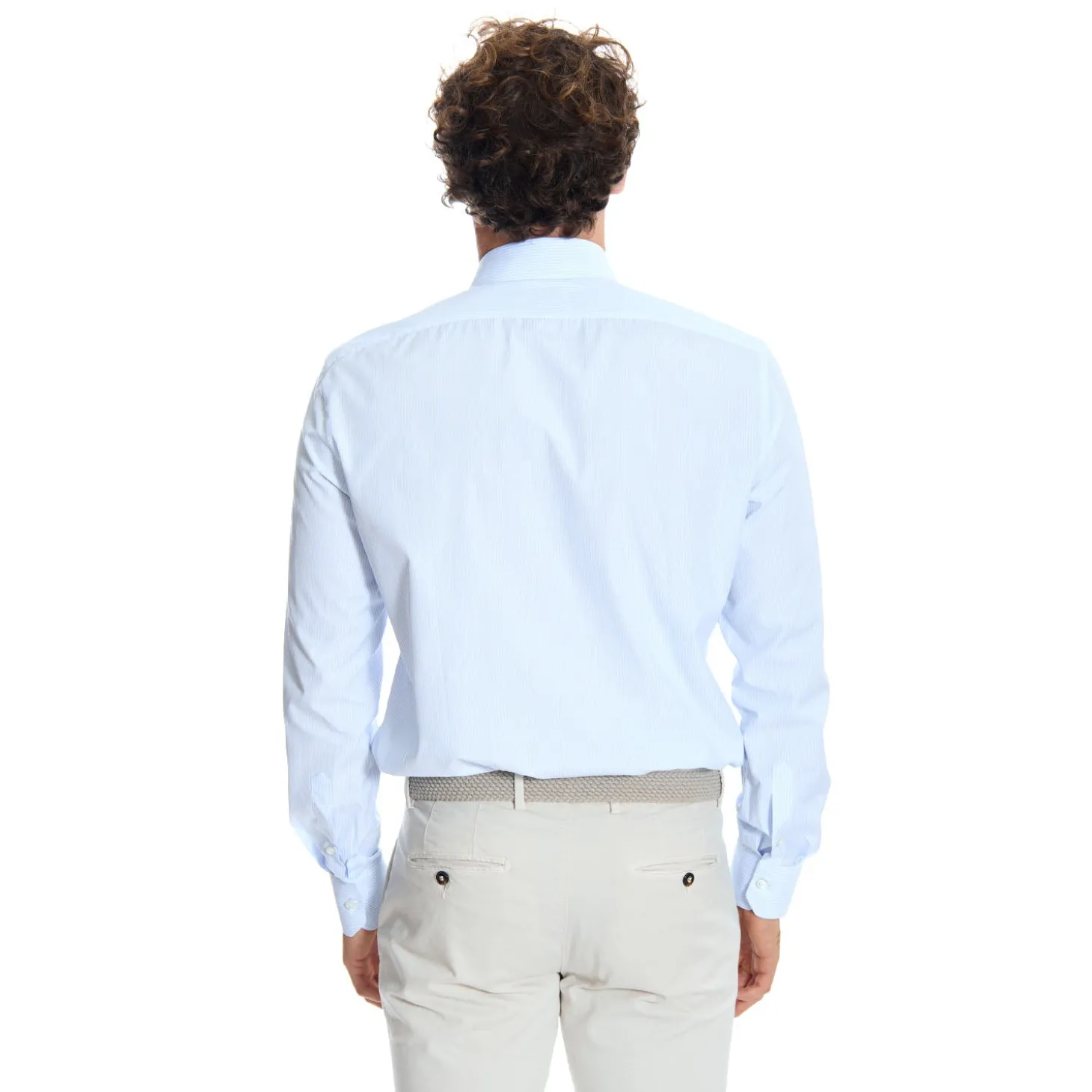 CAMICIA CLASSICA RIGHE BIANCO E AZZURRO REGULAR In cotone popeline