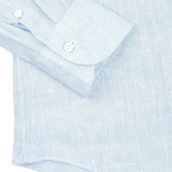 CAMICIA IN LINO AZZURRA Con bottoni in madreperla