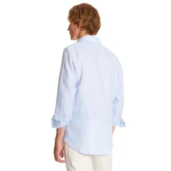 CAMICIA IN LINO BIANCA E AZZURRA Rigata