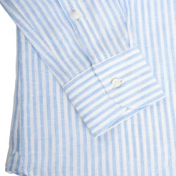 CAMICIA IN LINO BIANCA E AZZURRA Rigata