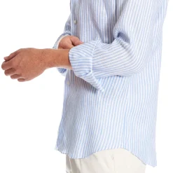 CAMICIA IN LINO BIANCA E AZZURRA Rigata