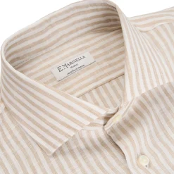 CAMICIA IN LINO BIANCA E BEIGE Rigata