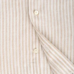 CAMICIA IN LINO BIANCA E BEIGE Rigata