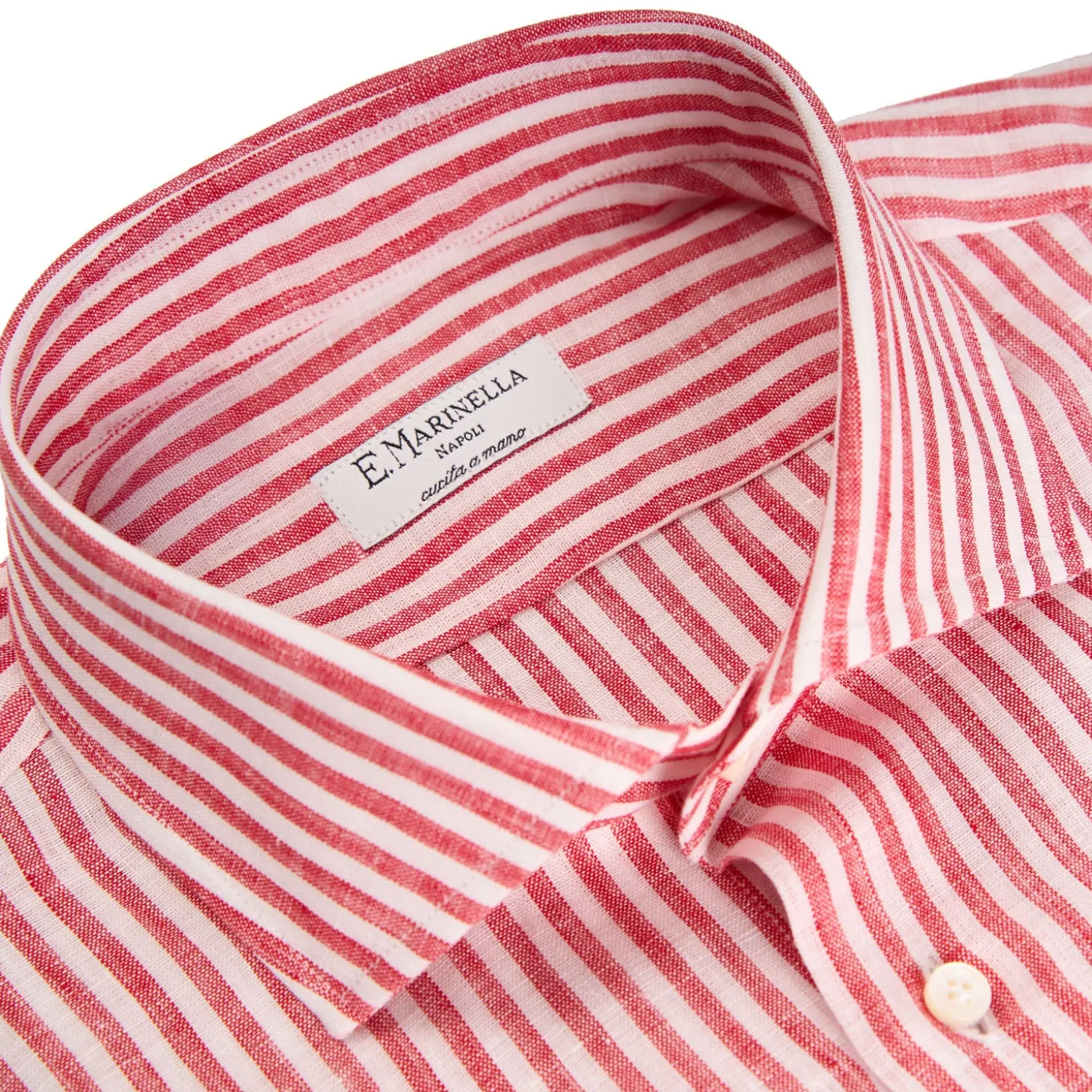 CAMICIA IN LINO BIANCA E BORDEAUX Rigata