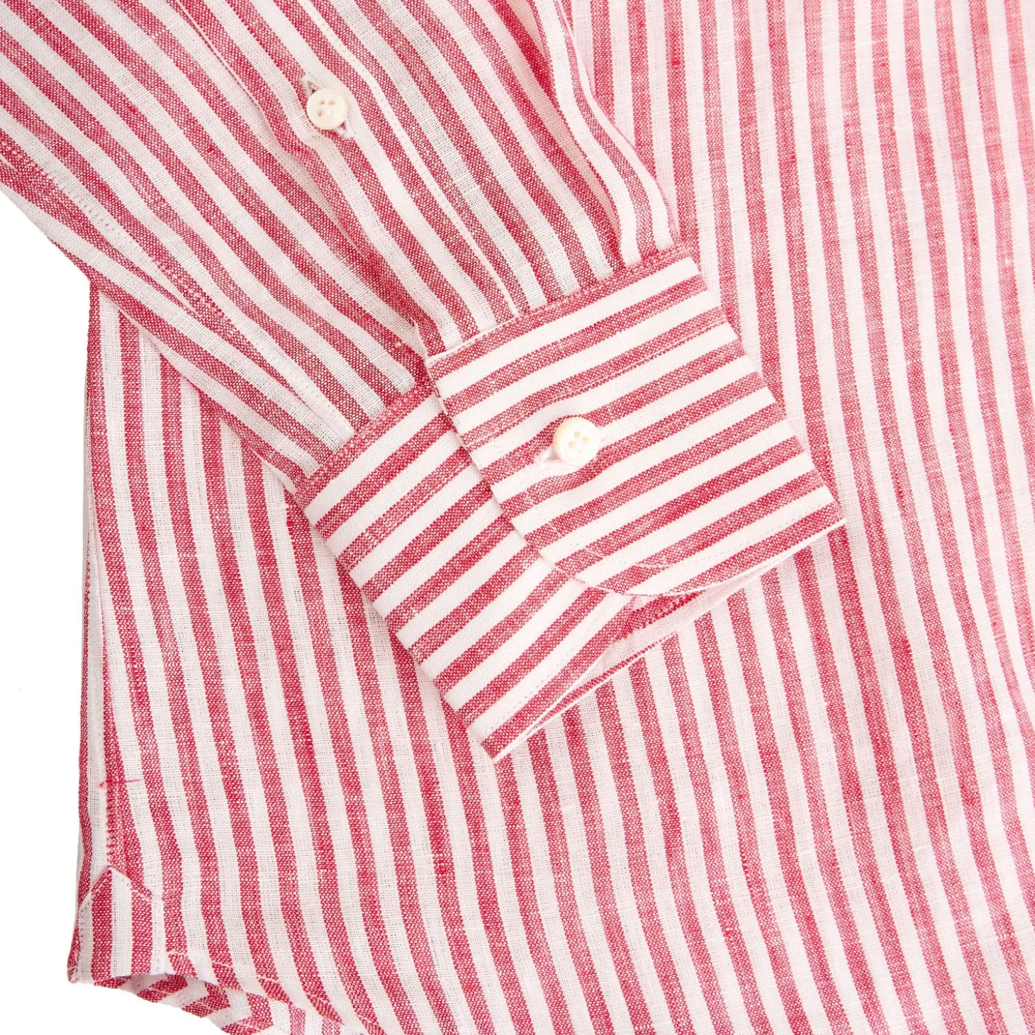 CAMICIA IN LINO BIANCA E BORDEAUX Rigata