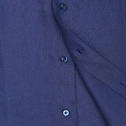 CAMICIA IN LINO BLU NOTTE Con bottoni in madreperla