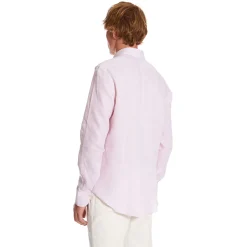 CAMICIA IN LINO LILLA Con bottoni in madreperla