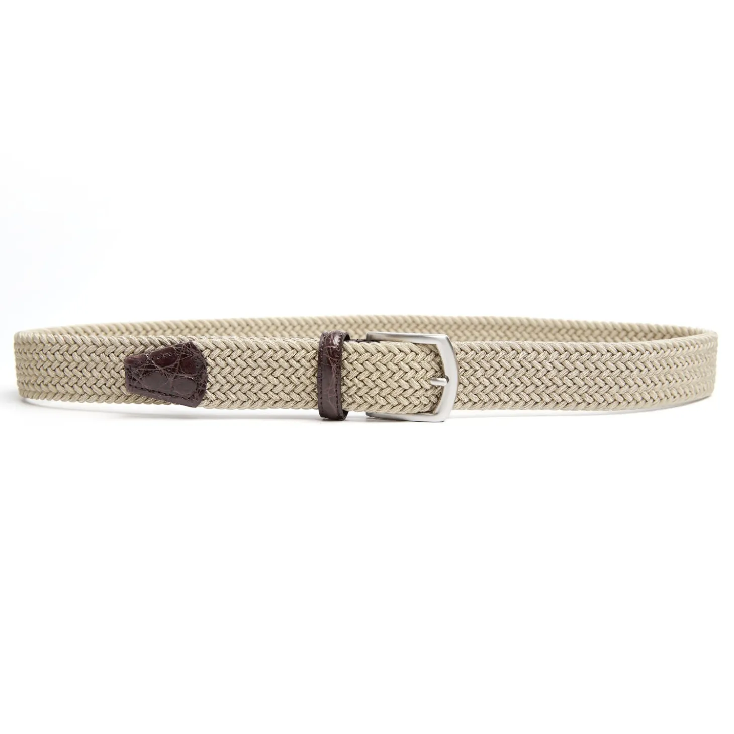 CINTURA ELASTICA BEIGE Con finiture in coccodrillo