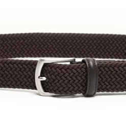 CINTURA ELASTICA INTRECCIATA TESTA MORO Con finiture in pelle 35 mm