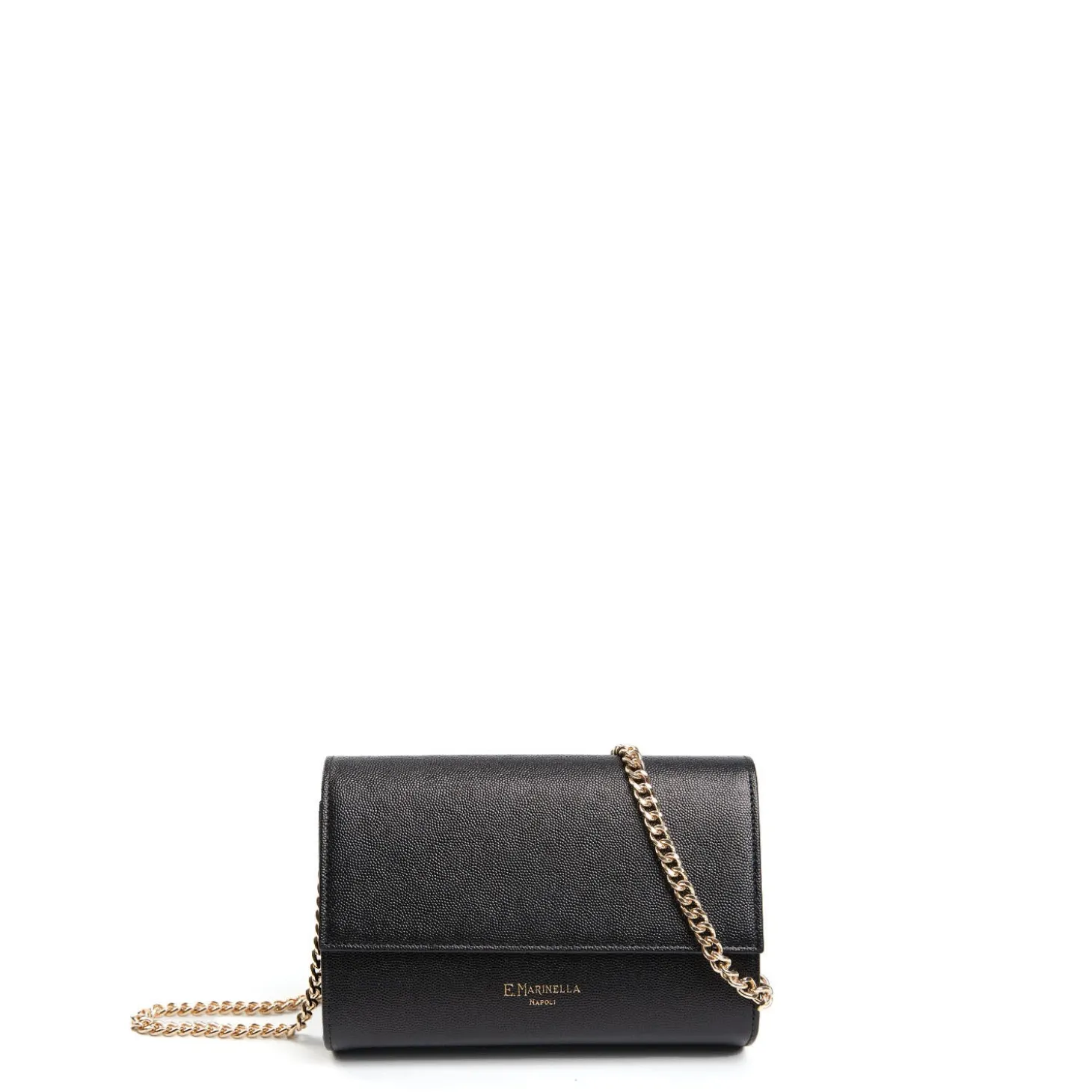 CLUTCH BAG NERA In pelle bottolata