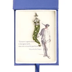 CORNETTO VERDE OLIVA In seta e argento