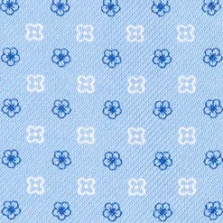 CRAVATTA ASCOT IN SETA AZZURRA Microfantasia fiore