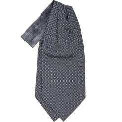 CRAVATTA ASCOT IN SETA BLU SCURO Microfantasia fiore