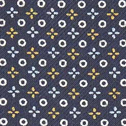 CRAVATTA ASCOT IN SETA BLU SCURO Microfantasia fiore