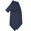 CRAVATTA ASCOT IN SETA BLU SCURO Microfantasia fiore