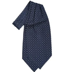 CRAVATTA ASCOT IN SETA BLU SCURO Microfantasia fiore