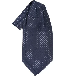 CRAVATTA ASCOT IN SETA BLU SCURO Microfantasia fiore