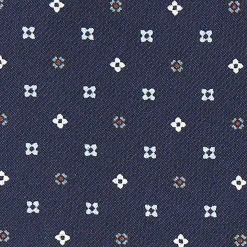CRAVATTA ASCOT IN SETA BLU SCURO Microfantasia fiore