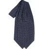 CRAVATTA ASCOT IN SETA BLU SCURO Microfantasia fiore