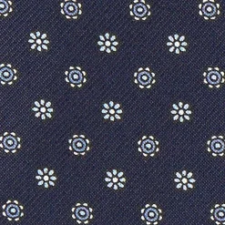 CRAVATTA ASCOT IN SETA BLU SCURO Microfantasia fiore