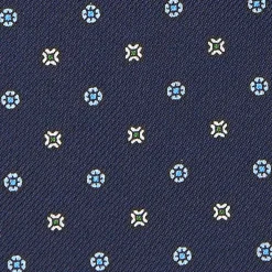 CRAVATTA ASCOT IN SETA BLU SCURO Microfantasia fiore