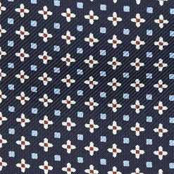 CRAVATTA ASCOT IN SETA BLU SCURO Microfantasia fiore