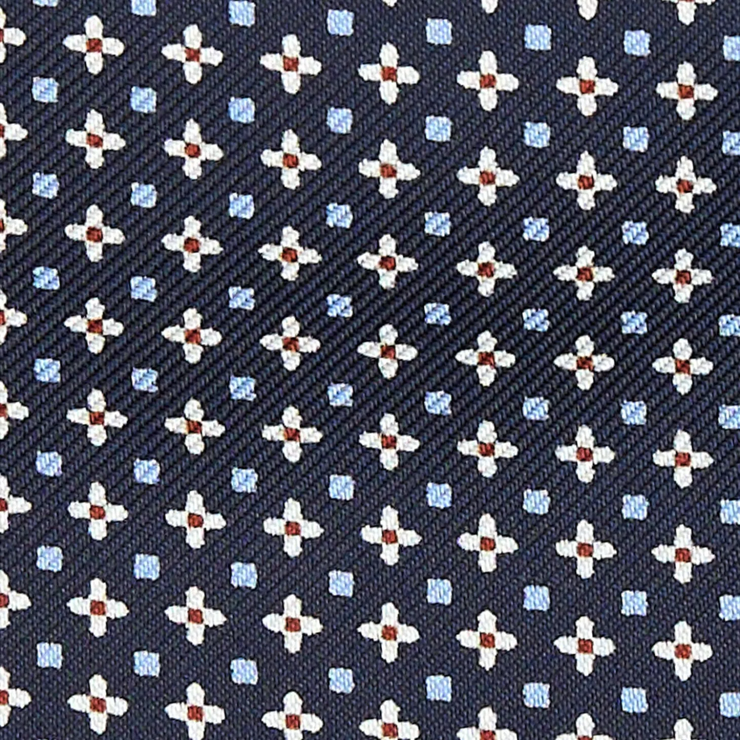 CRAVATTA ASCOT IN SETA BLU SCURO Microfantasia fiore