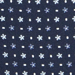 CRAVATTA ASCOT IN SETA BLU SCURO Microfantasia fiore