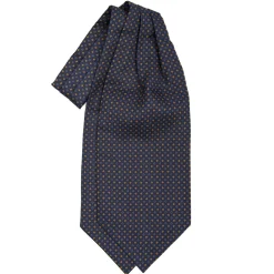 CRAVATTA ASCOT IN SETA BLU SCURO Microfantasia fiore