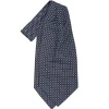CRAVATTA ASCOT IN SETA BLU SCURO Microfantasia fiore