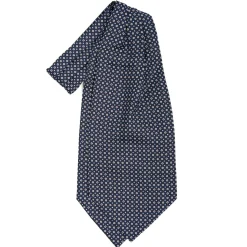 CRAVATTA ASCOT IN SETA BLU SCURO Microfantasia fiore