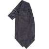 CRAVATTA ASCOT IN SETA BLU SCURO Microfantasia fiore