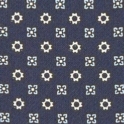 CRAVATTA ASCOT IN SETA BLU SCURO Microfantasia fiore