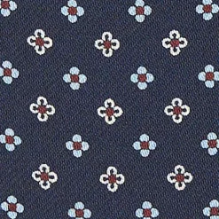 CRAVATTA ASCOT IN SETA BLU SCURO Microfantasia fiore