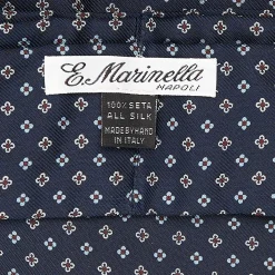 CRAVATTA ASCOT IN SETA BLU SCURO Microfantasia fiore