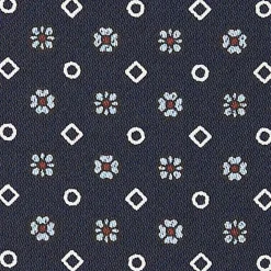 CRAVATTA ASCOT IN SETA BLU SCURO Microfantasia fiore