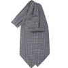 CRAVATTA ASCOT IN SETA GRIGIO SCURO Microfantasia fiore